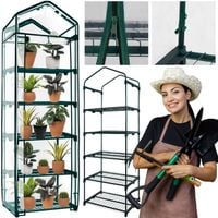 Szklarnia ogrodowa 5 półek z folią 130g/m2 regał balkonowy 190x70x50cm zielony