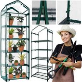 Szklarnia ogrodowa 5 półek z folią 130g/m2 regał balkonowy 190x70x50cm zielony