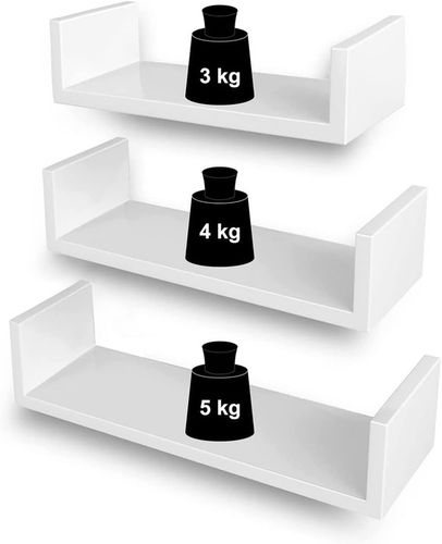 Półka Wisząca Ścienna Zestaw 3 Półek na Książki do Salonu Biała na Arena.pl