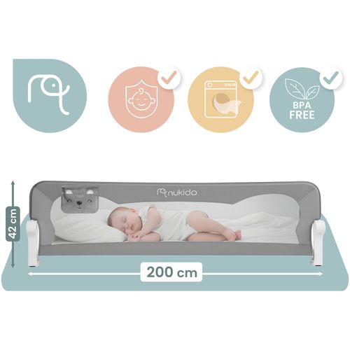 Barierka ochronna do łóżka zabezpieczająca bramka blokada 200 cm Nukido na Arena.pl