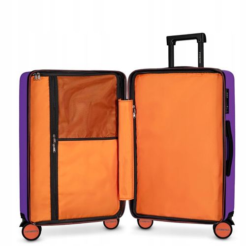 Walizka Średnia, Ciche i Skrętne Kółka 360°, Zamek TSA, ABS, Fioletowy na Arena.pl