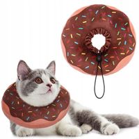 Miękki Pluszowy Kołnierz Pooperacyjny po Zabiegu dla Kota Donut Bun M
