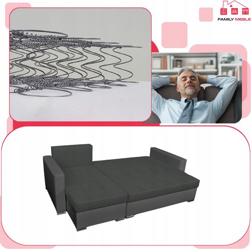 Narożnik Figo rozkładany z funkcją spania rogówka Family Meble szaro szary na Arena.pl