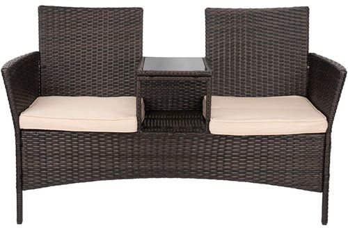 Ławka ogrodowa z technorattanu sofa CORDOBA brązowa na Arena.pl