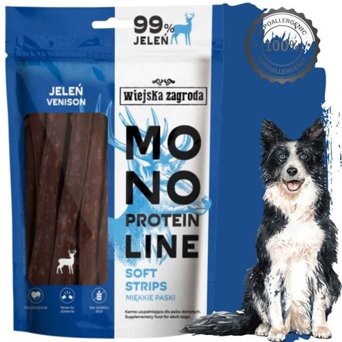 przysmaki dla psa jeleń monoproteinowe miękkie paski wiejska zagroda 100g na Arena.pl