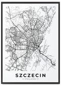 Plakat plan miasta Szczecin czarnobiały 40x50 cm w czarnej ramie