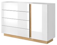 Komoda z szufladami ALTO 1D4SZ biały połysk + dąb grandson