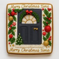 CIASTKO LUKROWANE ŚWIĄTECZNE DRZWI KWADR NO1 ROZ.XL RĘCZNIE ROBIONE