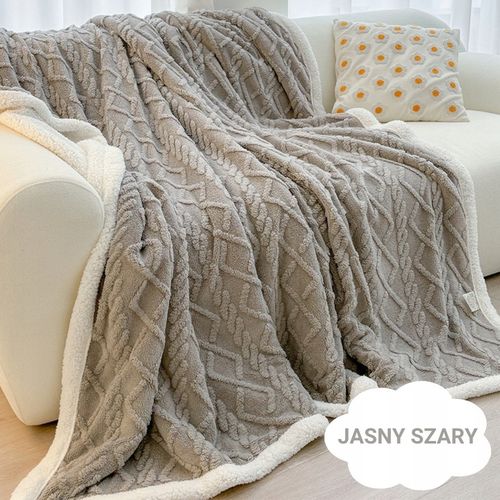 Gruby koc 200x220 pluszowy sweterek z barankiem zimowy kolory narzuta na Arena.pl