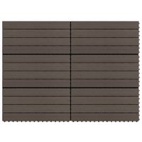 Płytki tarasowe, 6 szt., WPC, 60x30 cm, 1,08 m², ciemny brąz