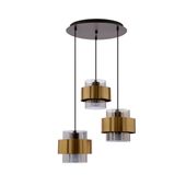 Spiega lampa wisząca talerz czarny+mosiężny 3x60W E27 klosz dymiony
