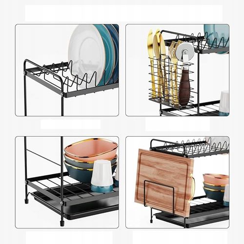 SUSZARKA DO NACZYŃ DWUPOZIOMOWA OCIEKACZ TALERZE SZTUĆCE + UCHWYT NA na Arena.pl