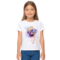 Biała koszulka dziecięca z nadrukiem motyw tancerki 120