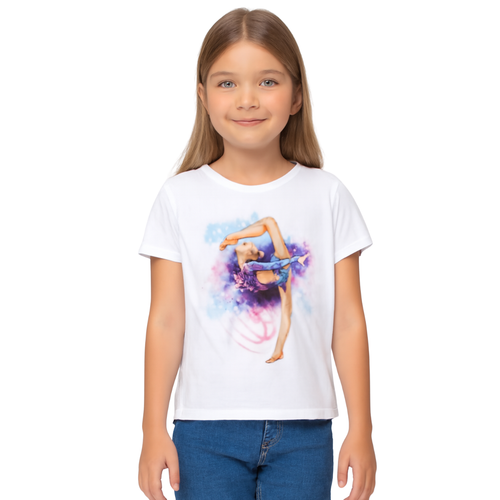 Biała koszulka dziecięca z nadrukiem motyw tancerki 120 na Arena.pl