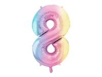 Balon foliowy cyfra 8 pastelowy tęczowy 86 cm ósme urodziny