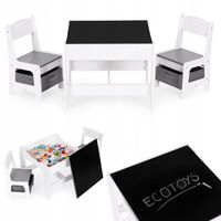 Zestaw mebli dla dzieci stolik + 2 krzesła tablica kredowa ECOTOYS