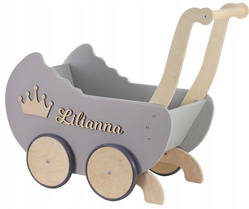 drewniany WÓZEK DLA LALEK + IMIĘ POŚCIEL stopery na Arena.pl