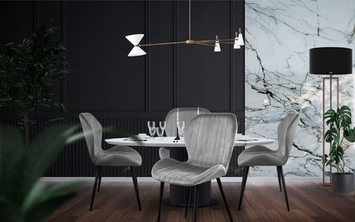 Krzesło welurowe tapicerowane MARK ADLER szare do jadalni salonu loft na Arena.pl