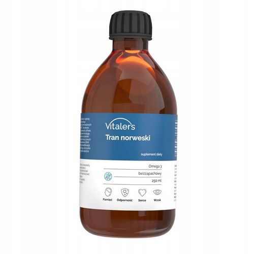 Tran Norweski dla Dorosłych Kwasy EPA DHA OMEGA3 Wit D A E Odporność 250ml na Arena.pl
