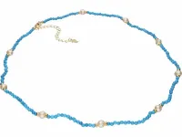 ELEGANCKI POZŁACANY SREBRNY NASZYJNIK TURKUS PERŁY HODOWLANE SZCZEROŚĆ