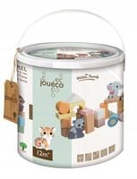 Drewniane klocki w wiaderku + zwierzątka JOUECO The Wildies Family 50 szt