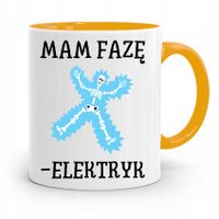 Kubek Żółty Prezent Elektryka Mam Fazę Elektryk Z Nadrukiem Ze Zdjęciem