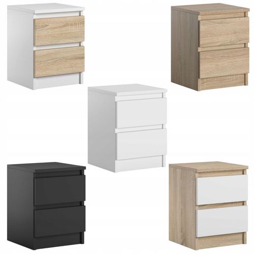 Szafka Nocna Do Sypialni 2 Szuflady Stolik Do Łóżka Pari 2 Sonoma Biały Mat na Arena.pl