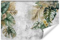 Fototapeta Do Sypialni LIŚCIE Tropikalne Monstera Beton 368cm x 254cm
