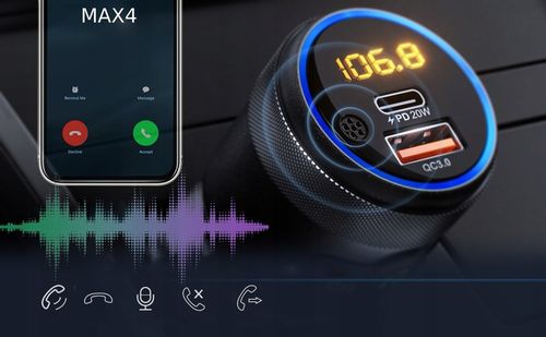 TRANSMITER FM BLUETOOTH 5.1 USB SZYBKA ŁADOWARKA QC 18W/PD 24W 12/24V BASS na Arena.pl