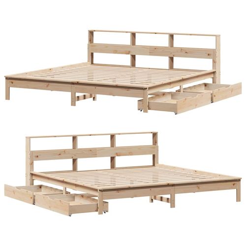 Łóżko z regałem, bez materaca, 200x200 cm, sosnowe na Arena.pl