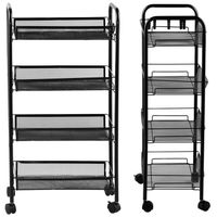 REGAŁ KUCHENNY mobilny na kółkach wózek CZARNY 4 półkowy