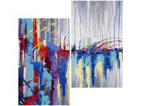 60X60CM ABSTRAKCYJNY WODOSPAD DWU OBRAZ ŚCIAN
