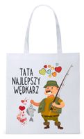 Dla Wędkarza Rybaka Torba Eco Biała Shopper Z Nadrukiem Ze Zdjęciem