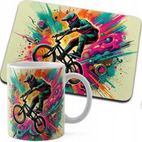 ZESTAW KUBEK + PODKŁADKA DRUK - ROWER BMX MTB SPORT