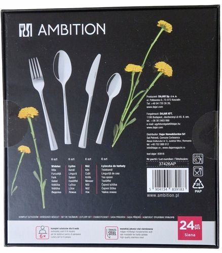 ZESTAW AMBITION SZTUĆCE 24 szt SIENA w pudełku dla 6 osób na Arena.pl