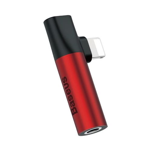 Adapter Audio Baseus L43 Lightning do Mini Jack 3.5mm + Lightning (czerwony) na Arena.pl