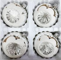 Bombki szklane 10cm reflektor 4 szt Ręcznie zdobione produkt PL (biały)