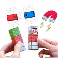 Klocki magnetyczne 3D kostki budowlane Pixele Zestaw 78 el. drewniany dom