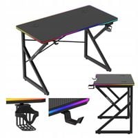 Biurko gamingowe HUZARO czarne RGB LED komputerowe młodzieżowe 120x60