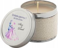 Świeczki zapachowe na wesele z personalizowanym nadrukiem UV dla gości