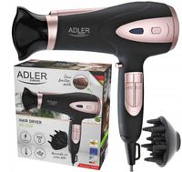 suszarka do włosów czarna 2200w ion + dyfuzor adler ad 2248b