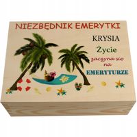 Prezent na Emeryturę dla Emerytki dla Emeryta Pudełko Drewniane
