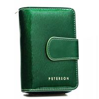 PETERSON portfel damski skórzany elegancki lakierowany P196 zielony
