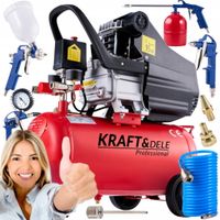 Kompresor Olejowy Sprężarka 24 L 8 Bar 230V 2,8 KW Zestaw 8w1 Kraft&Dele