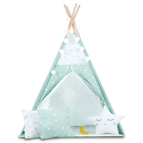 Namiot tipi dla dzieci ze światełkami - miętowe w gwiazdki na Arena.pl