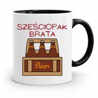 Kubek Czarny Prezent Dla Brata Sześciopak Brata Z Nadrukiem Ze Zdjęciem
