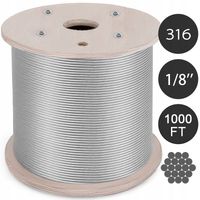 VEVOR Lina stalowa nierdzewna 316 3,2 mm PVC 300 m linka stalowa
