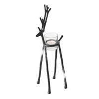 Świecznik Renifer Metalowy Figurka Czarna 35 cm L