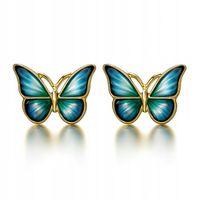 Srebrne kolczyki motylki wkrętki sztyfty srebro próba 925 pozłacane