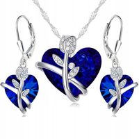 PIĘKNY KOMPLET BIŻUTERII SREBRNEJ DAMSKIEJ SERCA